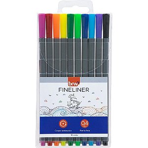 Caneta com ponta porosa fineliner 0.4mm 10 cores - brw (blister)