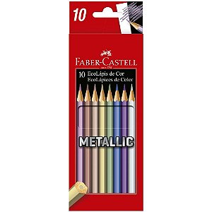 Lapis de cor sextavado ecolapis 10 cores metallic - faber-castell (pct.c/12)