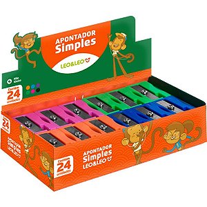 Apontador sem deposito leo e leo simples cores - leonora (cx.c/24)