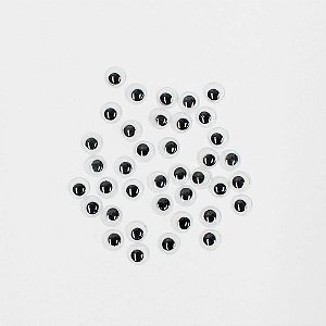 Artesanato olho movel 6mm preto c/100un. - kit (pct.c/20)