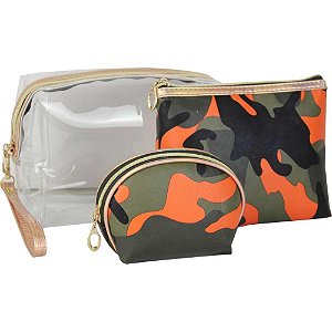 Porta cosmeticos camuflado sortidos c/3 - sao paulo express (conjunto)