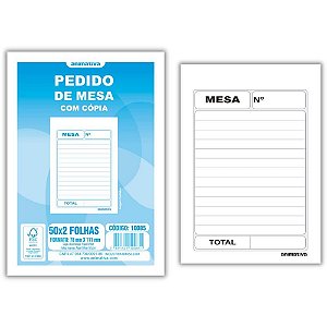 Impresso talao de pedido mesa 2 vias 50 folhas - animativa (pct.c/20)