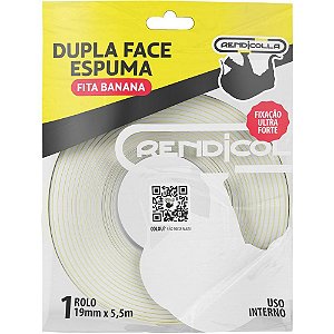 Fita dupla face espuma 19mmx5,5m. - rendicolla (blister)