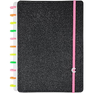 Caderno inteligente grande lets glitter neon black 80fls - caderno inteligente (unidade)
