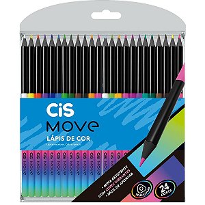 Lapis de cor triangular cis move 24 cores - sertic (unidade)