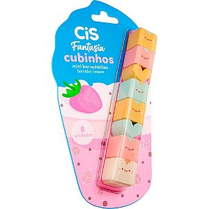 Borracha decorada cis cubinhos 2 modelos 4 cores - sertic (blister)