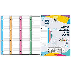 Bloco para fichario universit. color c/furos 96f. 200x275mm - animativa (pct.c/05)