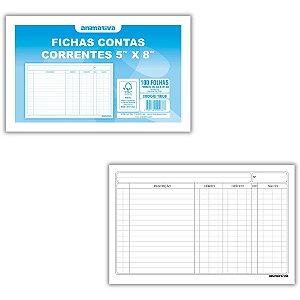 Ficha conta corrente 5 x 8 203 mm x 127 mm - animativa (pct/100)