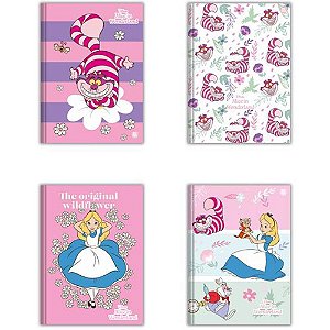 Caderno brochura 1/4 capa dura alice in wonderland 80f - animativa (pct.c/05)
