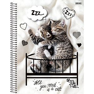 Caderno espiral 1/4 capa dura my pets 80f - animativa (pct.c/10)