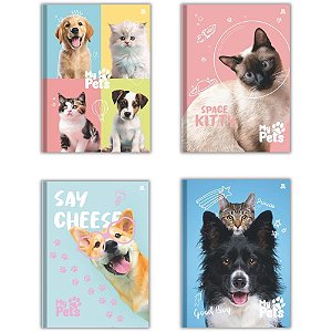 Caderno brochura 1/4 capa dura my pets 80fls. - animativa (pct.c/05)