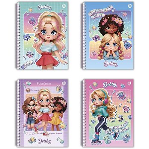 Caderno espiral 1/4 capa dura debby 80fls. - animativa (pct.c/10)