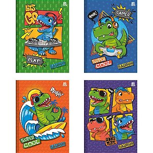 Caderno brochura 1/4 capa dura saurus 80f - animativa (pct.c/05)