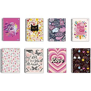 Caderno 01x1 capa dura kbom feminino 96f - animativa (pct.c/04)