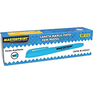 Caneta marca texto mp 612 pastel azul - masterprint (cx.c/06)