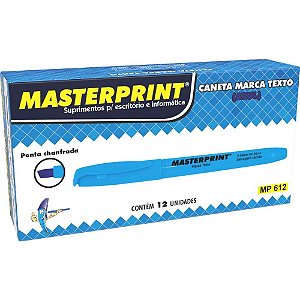 Caneta marca texto mp 612 azul - masterprint (cx.c/12)