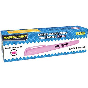 Caneta marca texto mp 612 pastel rosa - masterprint (cx.c/06)