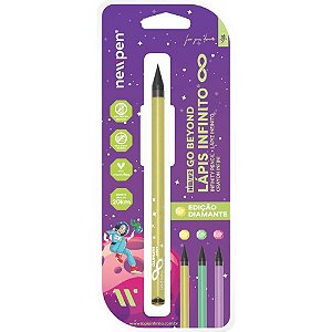 Lapis preto redondo infinito diamante color amarel - newpen (blister)