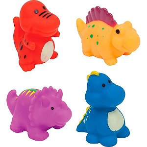 Brinquedo para bebe bichinhos p/banho dino c/4pcs - buba (pacote)