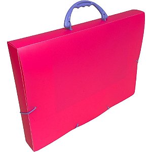Maleta plastica com alca oficio full color pink - dello (unidade)