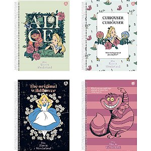 Caderno 01x1 capa dura alice in wonderland 80f - animativa (pct.c/04)