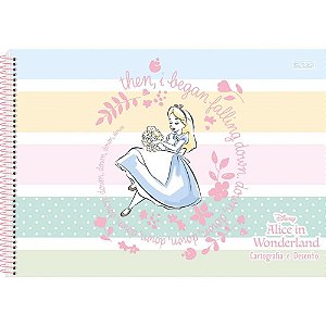Caderno desenho univ capa dura alice in wonderland 60f - animativa (pct.c/05)
