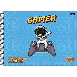 Caderno desenho univ capa dura pixel kraft 60f - animativa (pct.c/05)