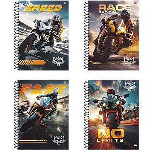 Caderno 10x1 capa dura motos extreme 160f - animativa (pct.c/04)