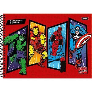 Caderno desenho univ capa dura marvel comics 80f - foroni (pct.c/05)
