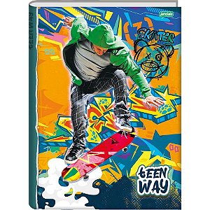 Caderno brochura 1/4 capa dura teen way 96fls. - jandaia (pct.c/05)