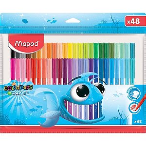 Caneta hidrografica color peps ocean c/48 cores - maped (estojo)