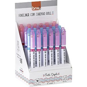 Caneta com ponta porosa fineliner 0.4mm c/carimbo 4cor - brw (dp.c/24)