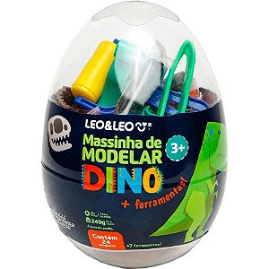 Massa para modelar criativa dino 24cores + 7 pecas - leonora (kit)