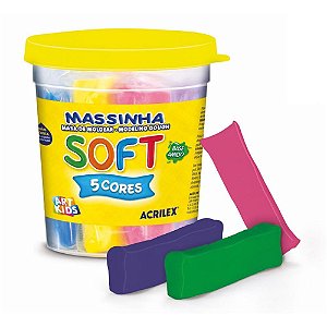 Massa para modelar soft 325g c/05 cores - acrilex (cx./06)