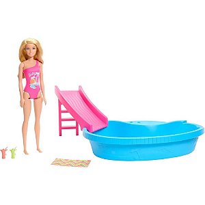 Barbie estate piscina glam com boneca loira - mattel (unidade)