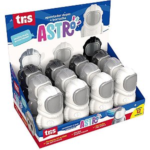 Apontador com deposito decor. tris astro 2em1 c/borrach.3cor - summit (dp.c/12)