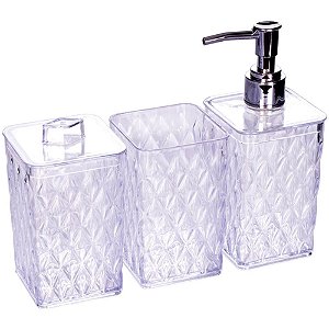 Utensilios para banheiro kit banho glamour 3pcs cristal - plasutil (kit)