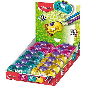 Apontador com deposito 2 furos croc croc castor cores sortid - maped (dp.c/12)