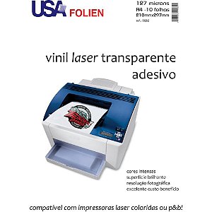 Vinil laser adesivo a4 transparente 127mc - usa folien (pct.c/10)