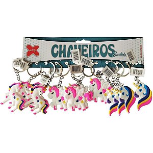 Chaveiro unicornio arco iris 4,5cm - make+ (bl.c/12)