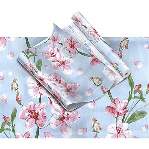 Plastico adesivo 45cmx10m floral azul - v.m.p. (rolo)