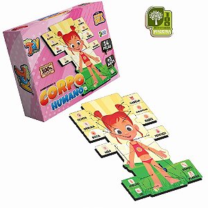 Quebra-cabeca madeira corpo humano rosa 14 pecas - papertoy (unidade)