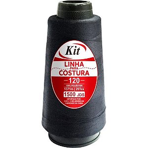 Linha para costura poliester 1500jds preta - kit (pct.c/06)