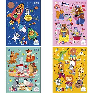 Caderno quadriculado univers. kids 40fls cd masc/fem 1x1cm - tilibra (pct.c/08)
