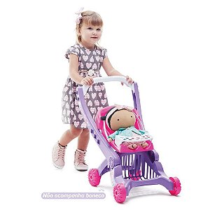 Carrinho de boneca bebaby 2em1 rosa - tateti (unidade)