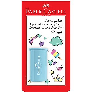 Apontador com deposito triangular 4cores pastel cart. - faber-castell (cx.c/24)