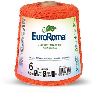 Barbante colorido 600g 4/6 fios 610m laranja - euroroma (unidade)