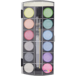 Aquarela escolar metalica 12 cores - leonora (cx.c/6)