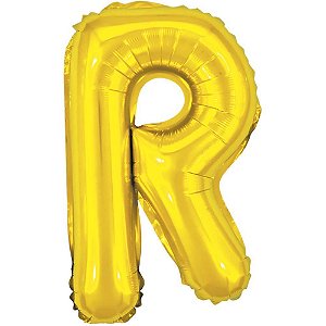 Balao metalizado letra r dourado 40cm. - make+ (unidade)