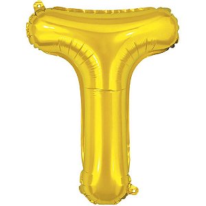 Balao metalizado letra t dourado 40cm - make+ (unidade)